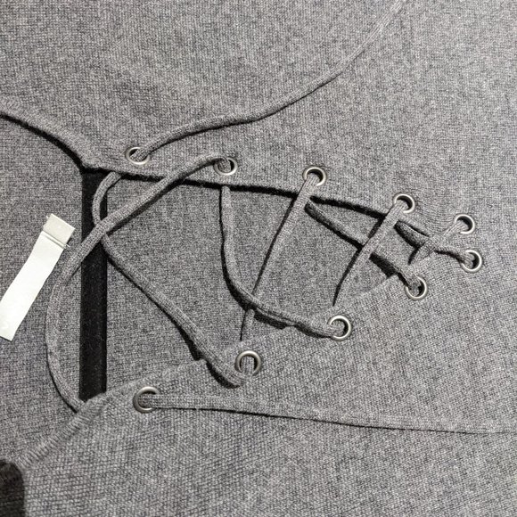 Vince Lace Up Grey Sweater Merino and Cashmere - Picture 6 of 12